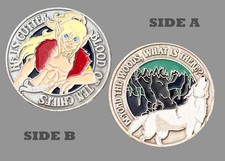 Elven Warrior and Wolf Fantasy Geocoin Challenge Coin M 9