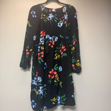 Old Navy Floral Mini Dress Women XL Black Multi Excellent Boho Tiered Tassel