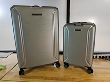 2 PC - Silver Samsonite Element XLT Hardside Suitcase Luggage Set Carryon Check