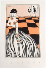 Vtg 1917 Art Deco Girl Haute Couture Illustration by A. Veland, Vogue Magazine
