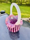 Vintage Fenton 7" Glass Basket Lavender Purple