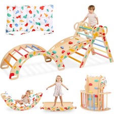 wingyz Pikler Triangle Climbing Set with Cushion,Foldable 8 in 1 Jungle Gyms ...