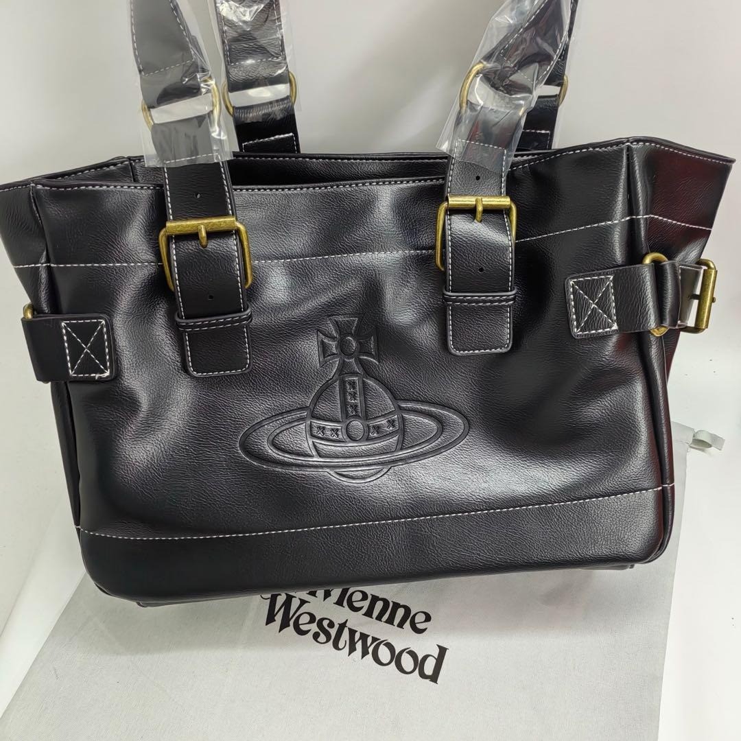 Vivienne Westwood Accord Tote Bag Orb Embossed Black Bag Outlet