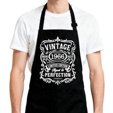 Vintage 1956 1966 1976 1986 Aprons for Women Men with 2 Pockets, Black- 1966