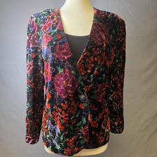 VTG Velvet Norton McNaughton 16 Blazer Moody Floral 90s Button Up Dark Academia