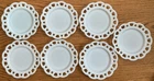 Vintage Set of 7 White Milk Glass Plates 8-1/4" Scalloped Lace Edge