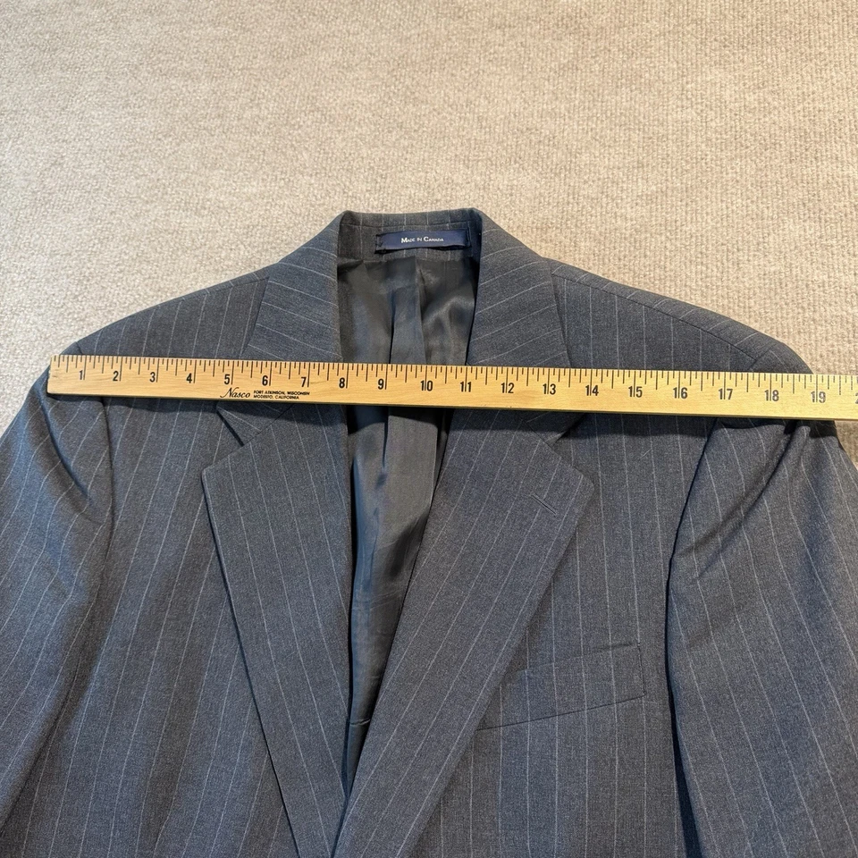 Vintage Chaps Ralph Lauren Blazer Mens 38R Pinstriped Jacket Gray Sport Coat - Image 3 of 4