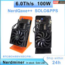 NerdQaxe++ Rev 6.1 6TH/s SHA-256 WIFI Bitcoin BTC BCH ETH 100W Miner Solo Mining