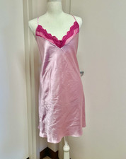 Lilac  London Pink Satin Full Slip Lace Accents XL Solid Wireless
