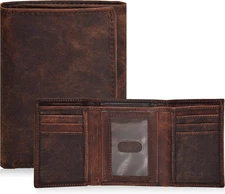 Real Leather Mens Trifold Wallet RFID Blocking Slim Minimalist Front Pocket - Th
