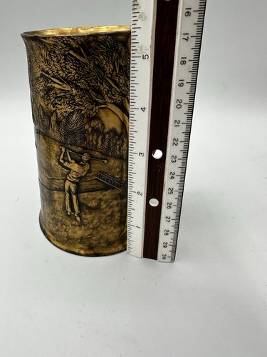 Taza de golf de bronce vintage jarra - hecha a mano por Natale Leesburg PA - golfista - Imagen 7 de 8