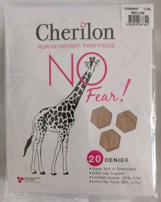 6-pairs Cherilon Run-Resistant Pantyhose 20 Denier Melon L/XL Soft Stretchable