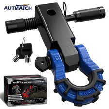 Autmatch 2 Shackle Hitch Receiver Mega D Ring Shackle Recovery Black Blue