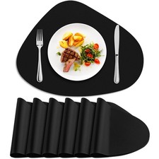 Faux Leather Placemats Set of 6, Wipeable Washable Table Mats Waterproof,...