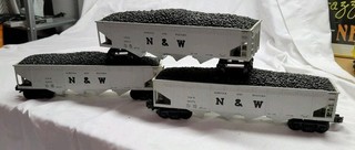 Lot Of 3 MTH RAILKING NORFOLK & WESTERN 4 BAY COAL HOPPER CAR O GAUGE N&W GREY