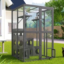 Cattery Cat Catio Kitty Enclosure Villa House Cage w Platforms 7 Play Boxes H69"