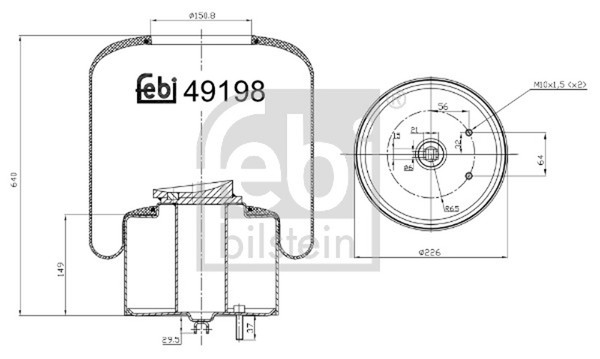 Federbalg Luftfederung Febi Bilstein 49198 FüR 9900 9700 Volvo B11 B12 8500 8700-image