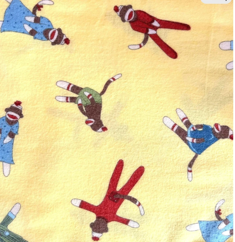 Goodnight Monkey by Erin Michael for mods Sock Monkey Flannel by the yard small - Image 3 of 3