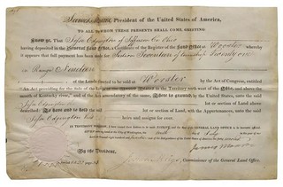 1817 PRESIDENT JAMES MONROE SIGNED DOCUMENT / OHIO LAND GRANT DOCUMENT SIGNED