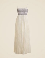 $168 J.Crew Women’s Maxi Dress Size XL Ivory Smocked Sundress Cotton Blend