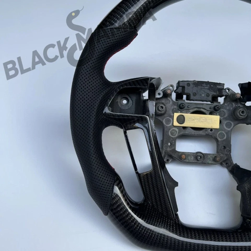 2008~12 LeatherREAL BLACK Carbon Fiber Steering Wheel for Honda Accord 8th Gen Foto 2 de 4