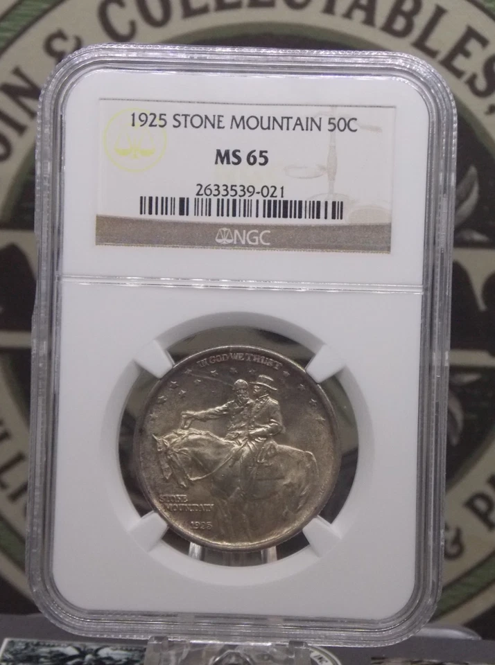 1925 Commemorative *STONE MOUNTAIN* Half Dollar 50c NGC MS65 #021 Gem BU ECC&C - Image 3 of 4