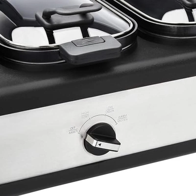 Тройная медленноварка 3x2,5 кварты из нержавеющей стали 3-секционный буфетный сервер антипригарный горшок - Изображение 4 из 4