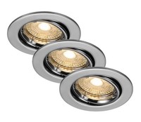 3Er-Pack Nordlux Carina 2700 Led Einbauleuchte GU10 3X5W Dimmbar Warmweiss Chrom