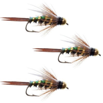 3 Pack Flash Back Tungsten Bead Head Prince Nymph Fly Fishing Flies - Size 16