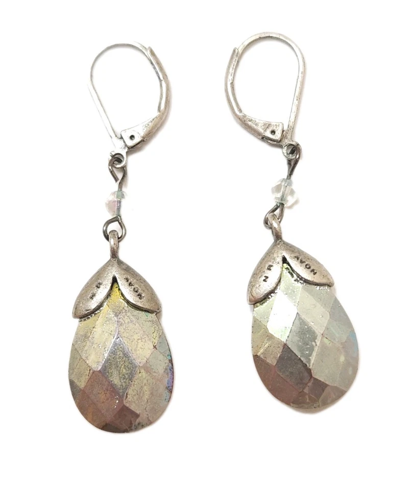 Vintage Nina Ricci Avon Smoky Quartz Briolette Rhinestone Silver Dangle Earrings - Image 2 of 4