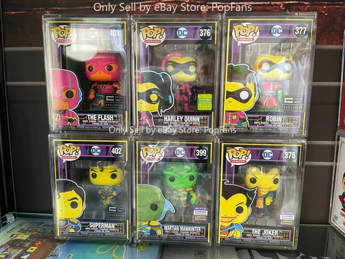 Funko Pop! Heroes 6 pcs Black Light Set Superman The Flash Joker Robin Quinn