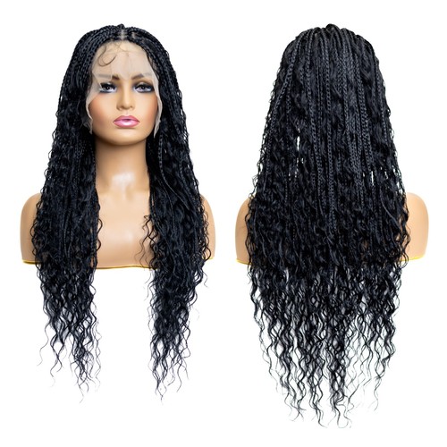 Micro Boho Box Braided Wig - Synthetic Knotless Braided Wigs for Black Women ...