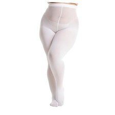 Plus Size Tights for Women Semi Opaque Control Top High 4X-Large Plus White