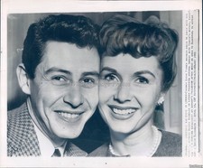 1955 London Debbie Reynolds Eddie Fisher Engagement Wirephoto Vintage 8x10