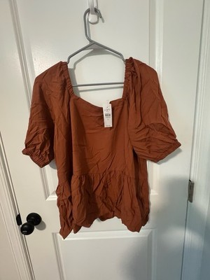 NWT loft Rust Blouse, Puff Sleeves, Size Medium
