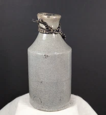 Antique Ink Bottle 19th Century Britain ~ Salt-Glazed Stoneware 5" ~ Primitive