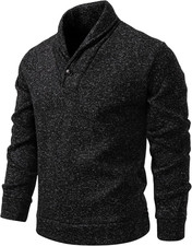 Men'S Casual Slim Fit Pullover Sweater Knitted Thermal Sweatershirt Casual Butto