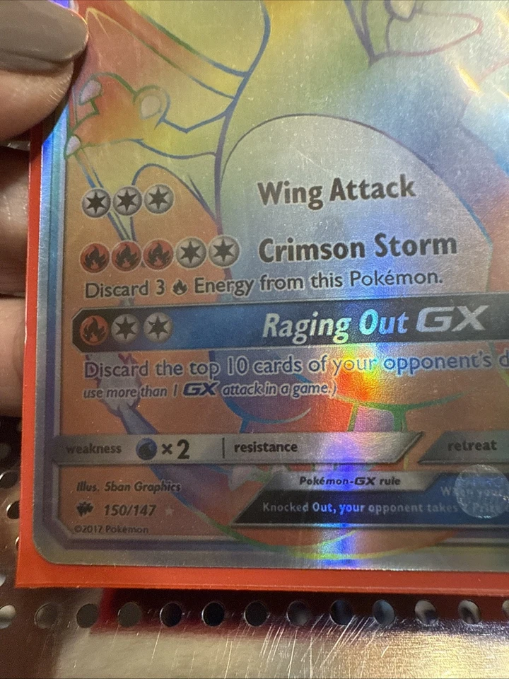 Charizard GX 150/147 LP Rainbow Secret Rare S&M Burning Shadows Pokémon TCG - Image 2 of 4