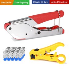 Coax Cable Crimper Kit Coaxial Cable Rg6 Compression Tool Kit with 20PCS F RG...