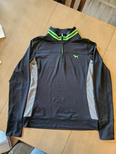 Victoria's Secret "Pink" Black, Charcoal with Lime Accents 1/4 Zip Size Medium