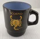 Scorpio  Zodiac Astrology  Fire King Coffee Mug  Black Gold Vintage   USA