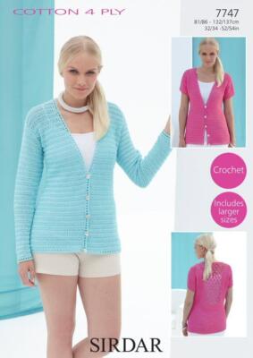 Sirdar Häkelanleitung - Sirdar Baumwolle 4-fädig, Strickjacke 7747