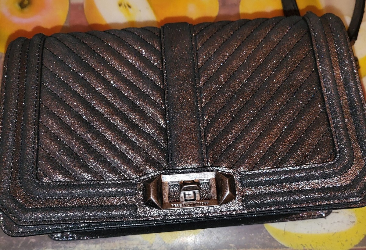 Sac Rebecca Minkoff Cuir Matelassé Chevron Gunmetal - Neuf Avec étiquettes - Bandoulière Amovible