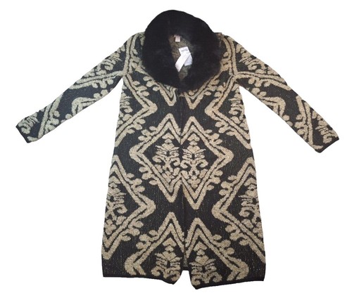 NWT Vine Street Apparel Black Cardigan Sweater With Faux Fur  display picture 3