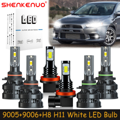 For Mitsubishi Lancer 2008-2014 LED Headlights High Low Beam Fog Light Bulbs Z8