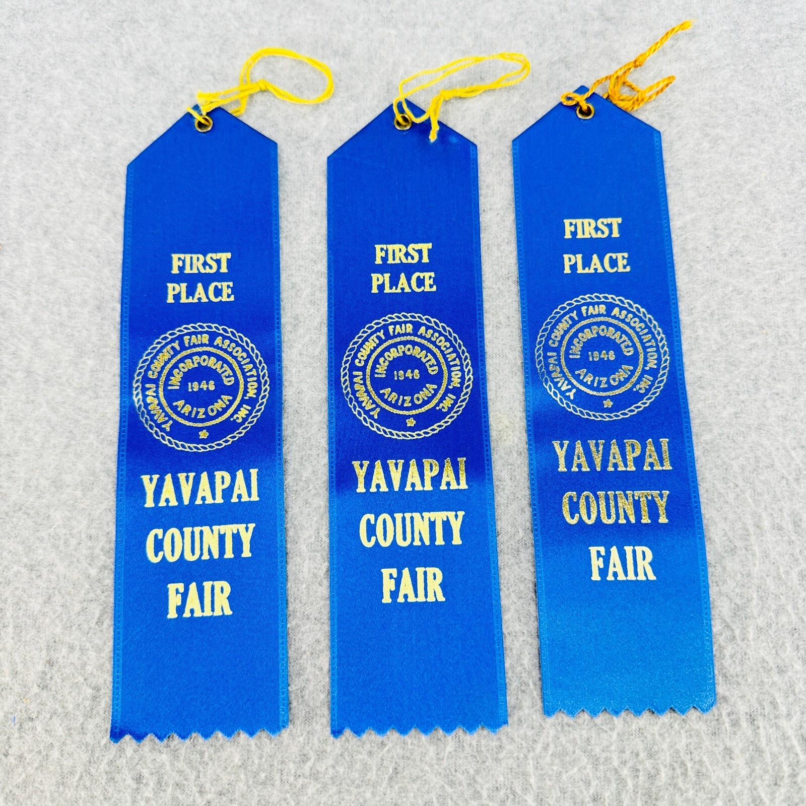 FIRST PLACE Lot of 3 Yavapai County Fair Prize Ribbons Blue | eBay