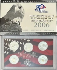 2006-S U.S. Mint Silver 50 State Quarters Proof Set - NV, NE, CO, ND, SD OGP COA