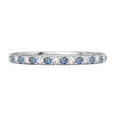 Round London Blue Topaz Half Eternity Band 925 Sterling Silver Stackable Ring