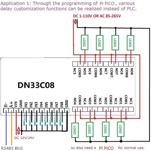 8Ch Rs485 Simple Plc Io Scheda di Espansione Modulo Relè Ritardo Multifunzione - Foto 5 di 12
