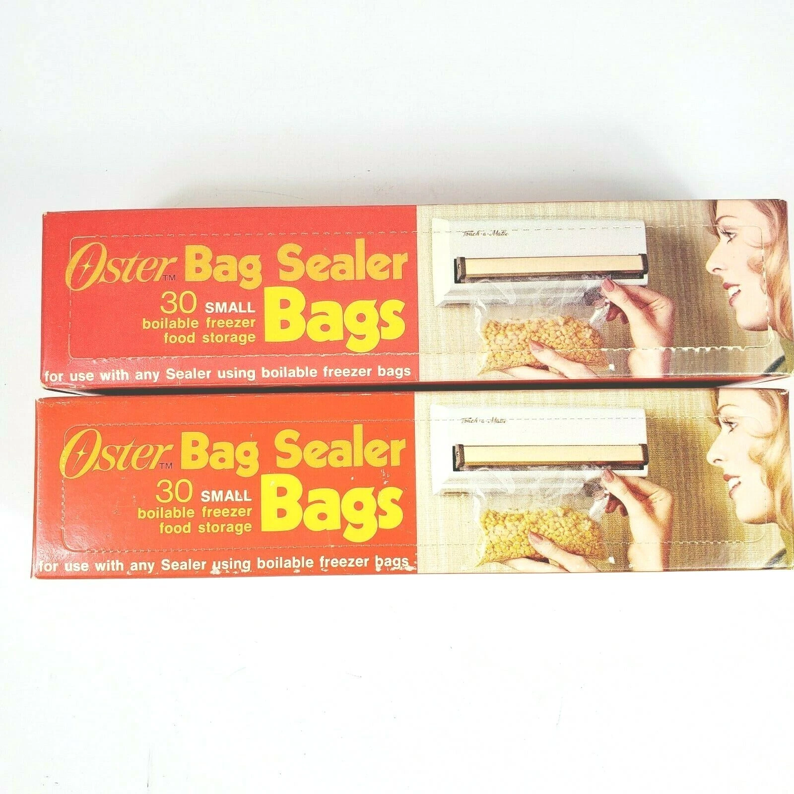 Vtg OSTER Bag Sealer Food Storage Boilable Bags Lot of 2 Small 1 Pint 60 Total